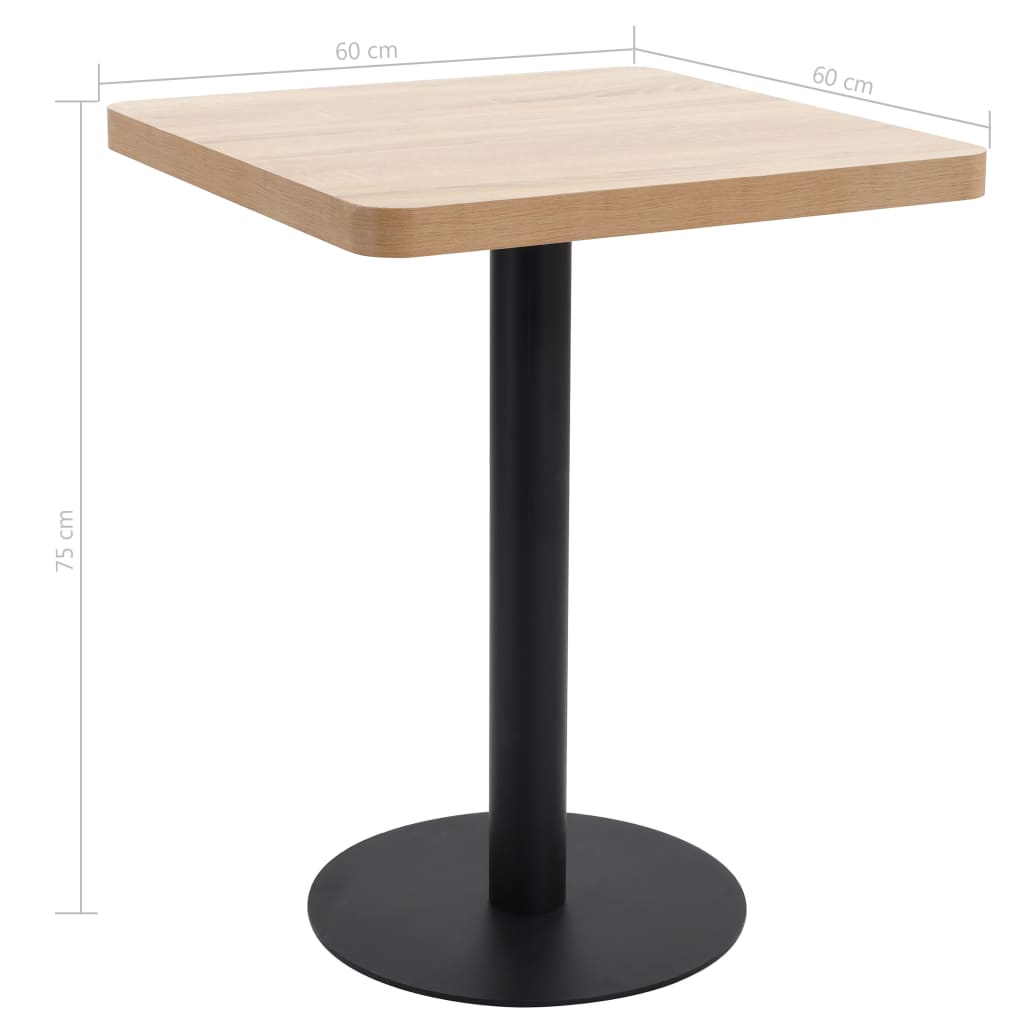 Mesa bistrô 80x80 cm MDF castanho-claro