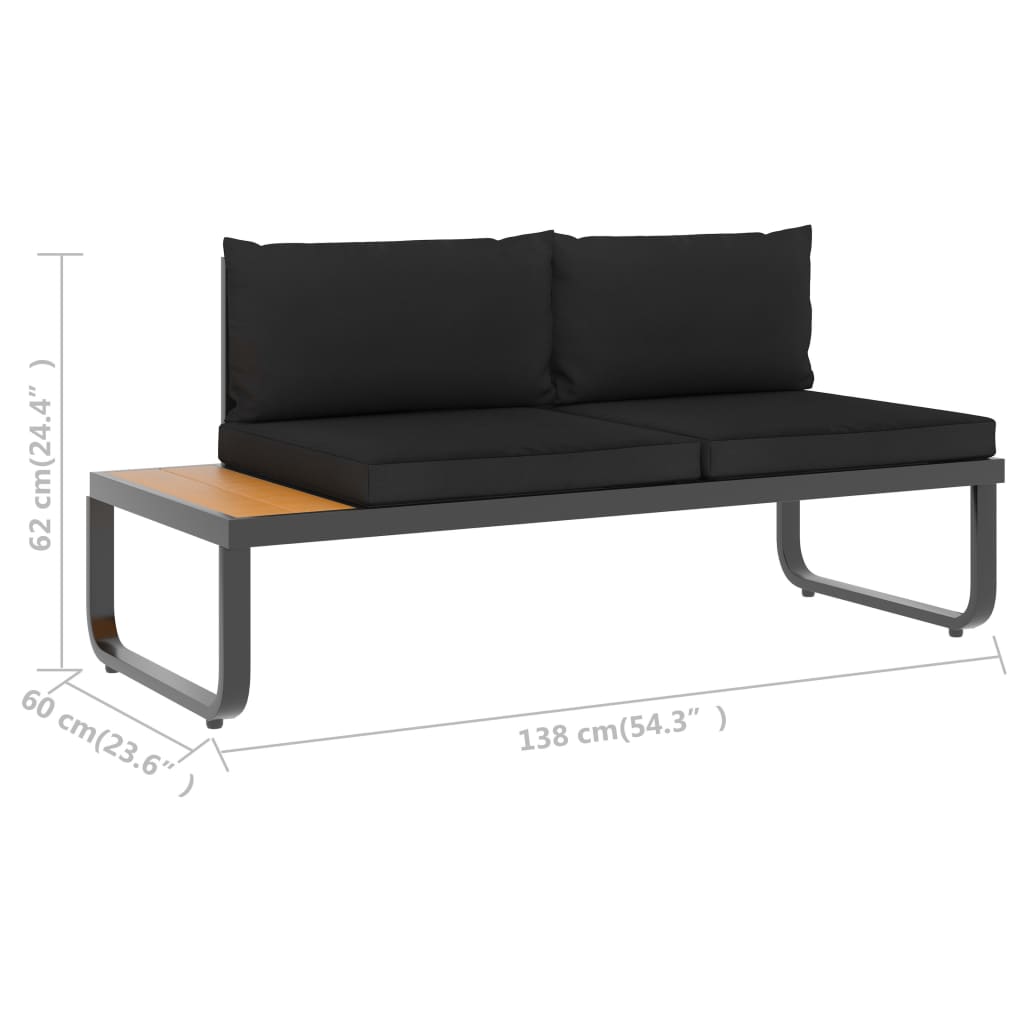 Sofás de canto para jardim com almofadões 4 pcs alumínio e WPC