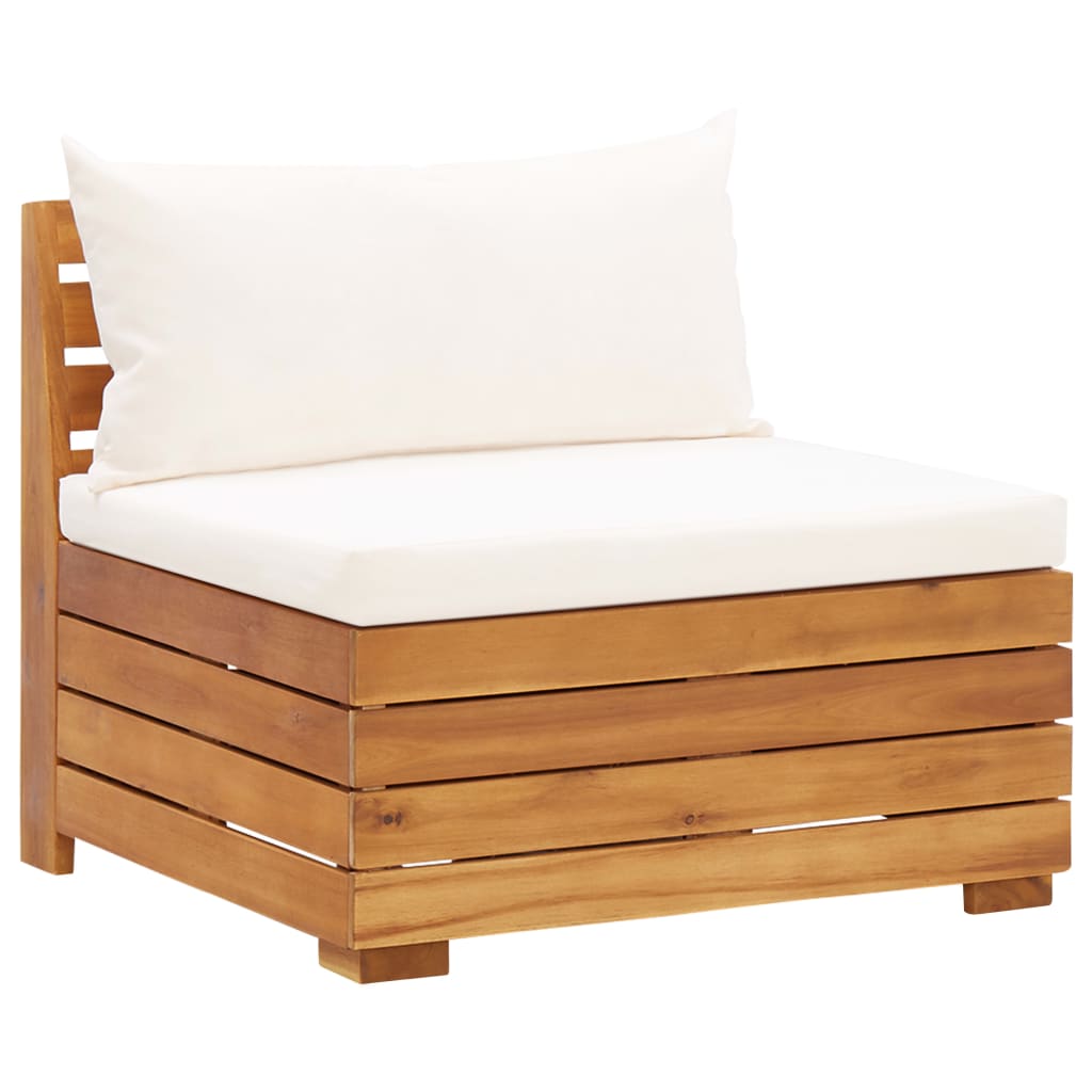 5 pcs conjunto lounge jardim c/ almofadões acácia branco nata
