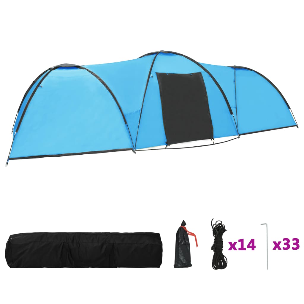 Tenda iglu de campismo 650x240x190 cm 8 pessoas azul