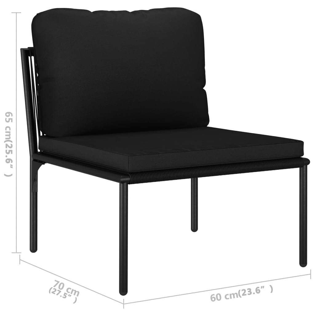3 pcs conjunto lounge de jardim c/ almofadões PVC preto