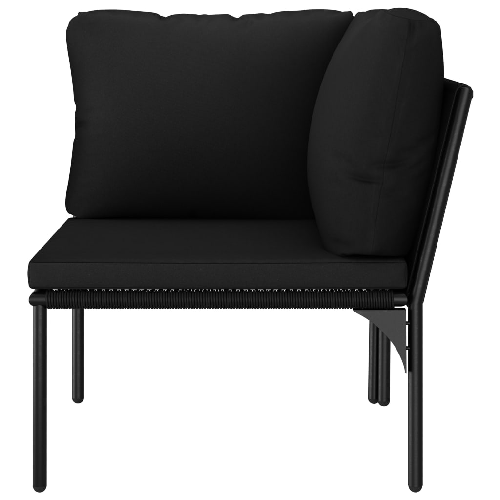 3 pcs conjunto lounge de jardim c/ almofadões PVC preto