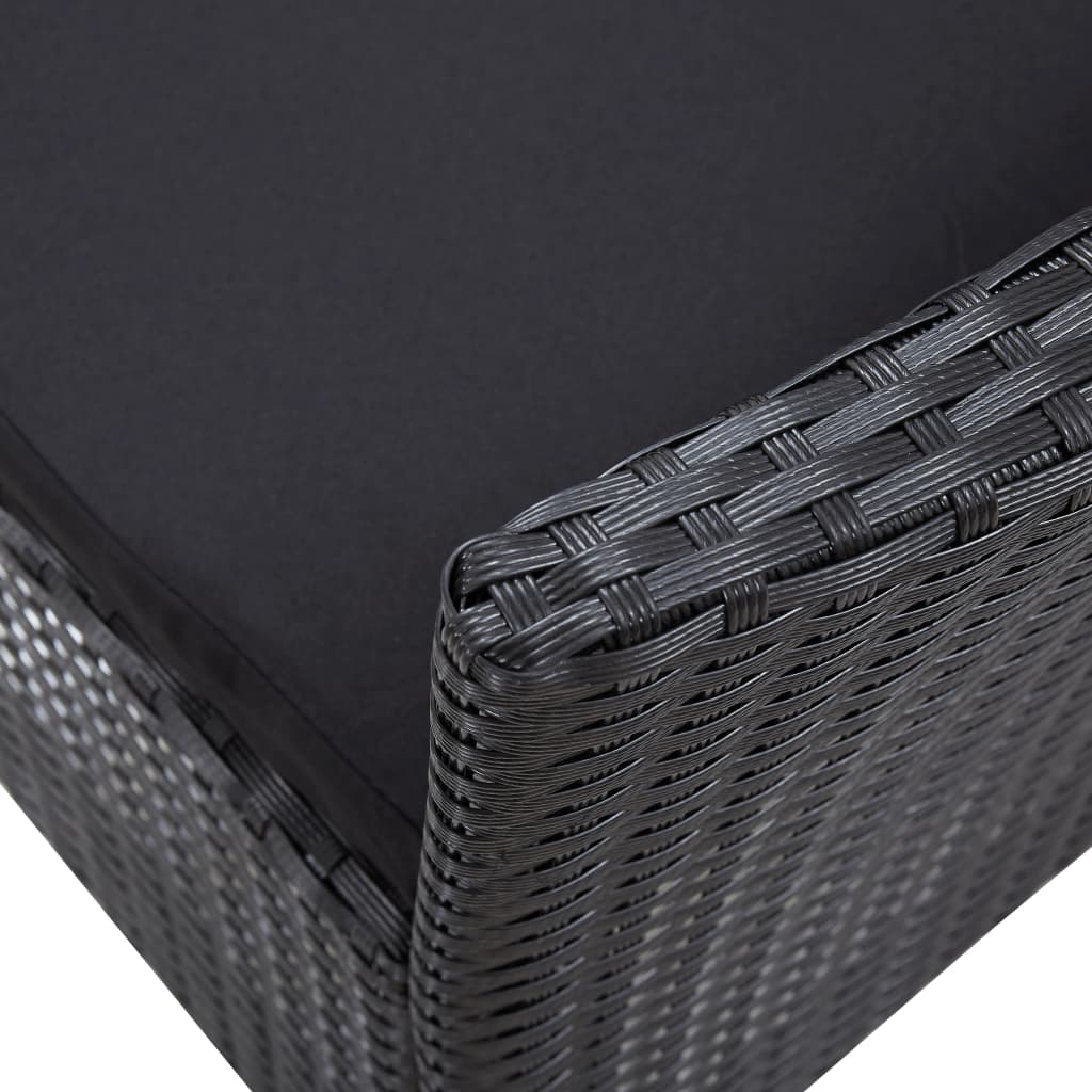 5 pcs conjunto de jantar para jardim vime PE preto