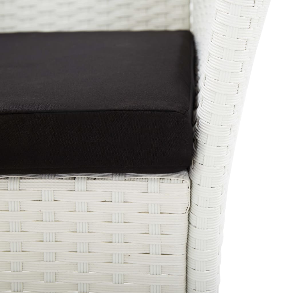 7 pcs conjunto de jantar para exterior vime PE branco