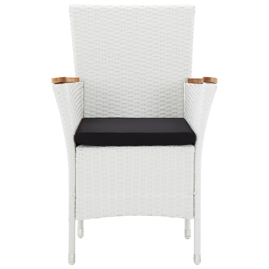 7 pcs conjunto de jantar para exterior vime PE branco