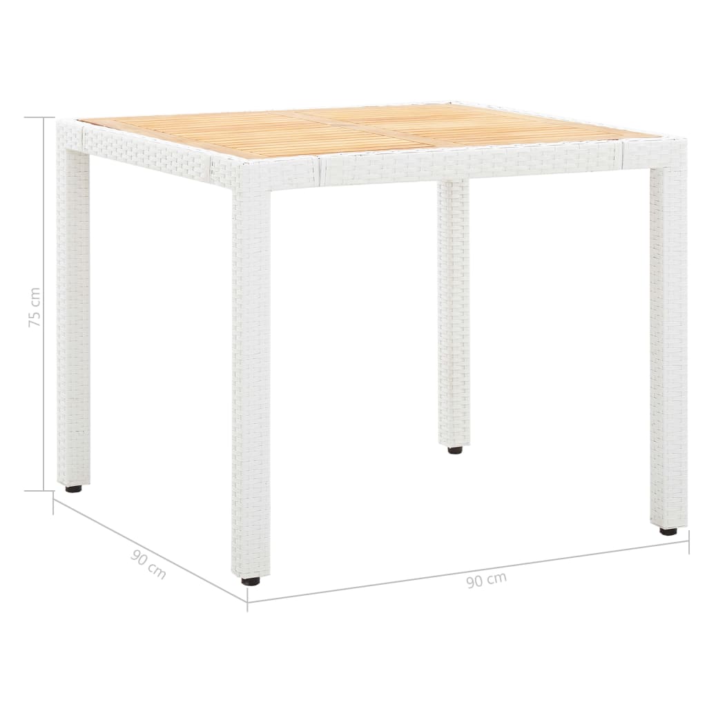 5 pcs conjunto de jantar para exterior vime PE branco