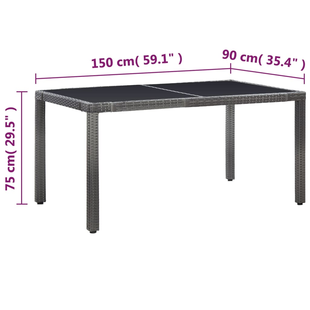 7 pcs conjunto de jantar para exterior vime PE cinzento