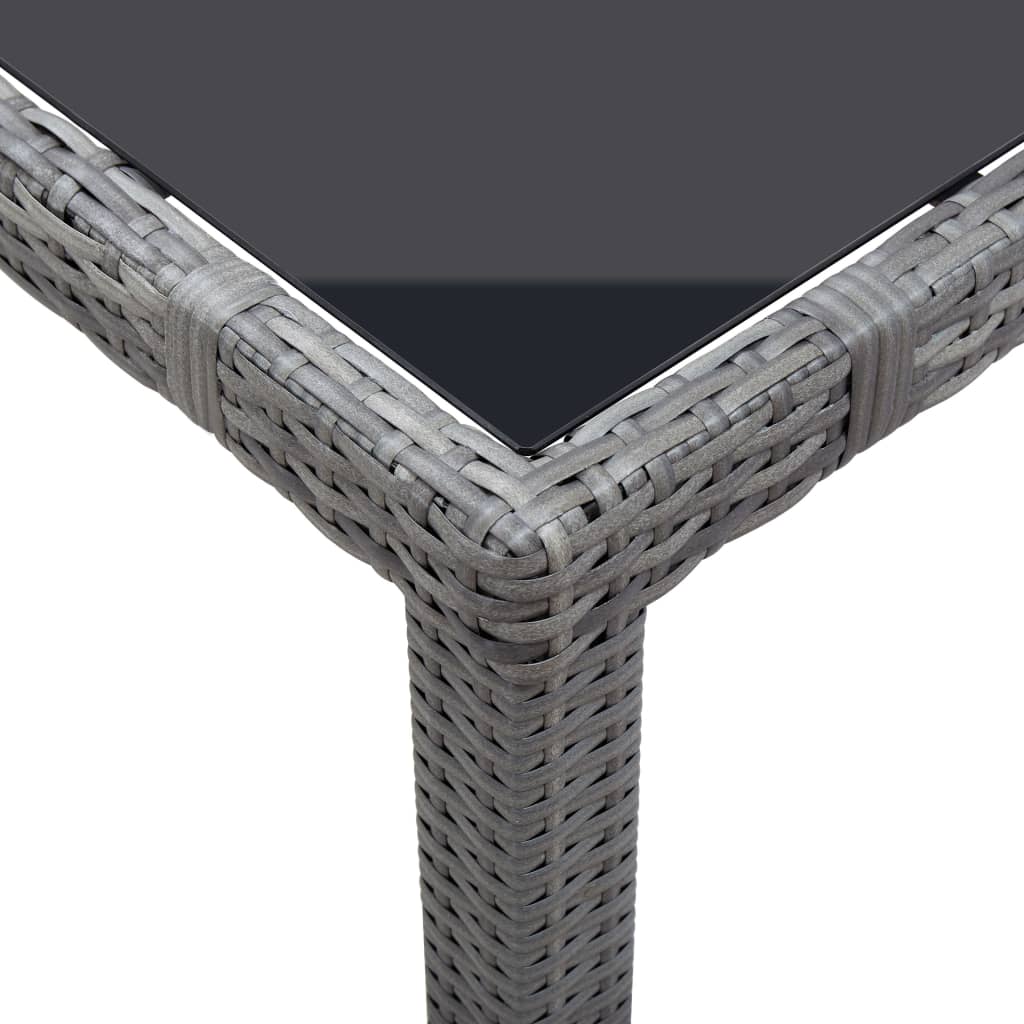 7 pcs conjunto de jantar para exterior vime PE cinzento