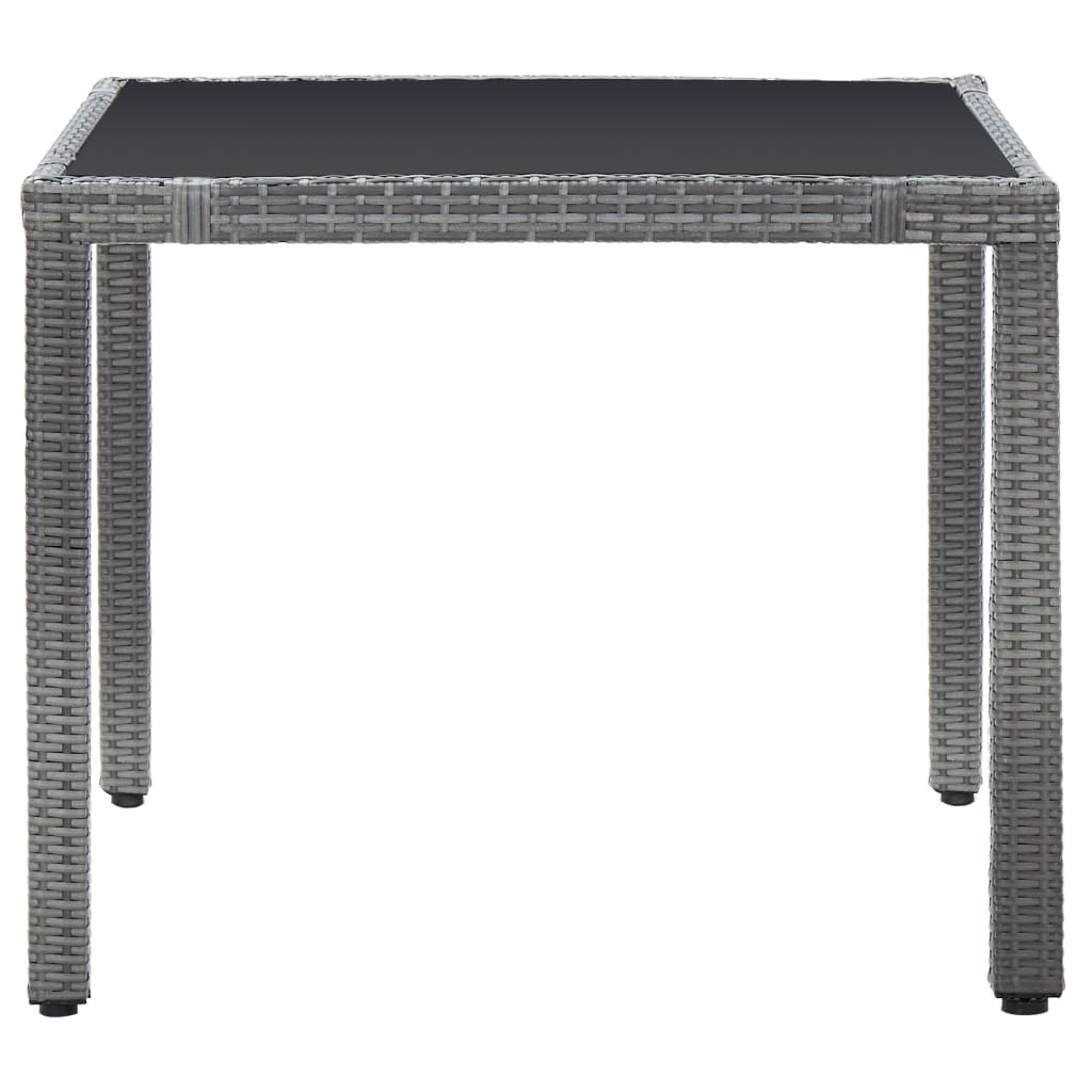 5 pcs conjunto de jantar para exterior vime PE cinzento