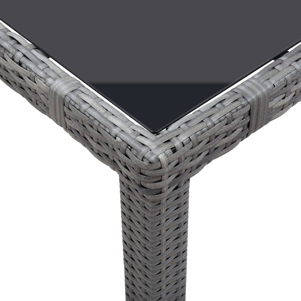 5 pcs conjunto de jantar para exterior vime PE cinzento