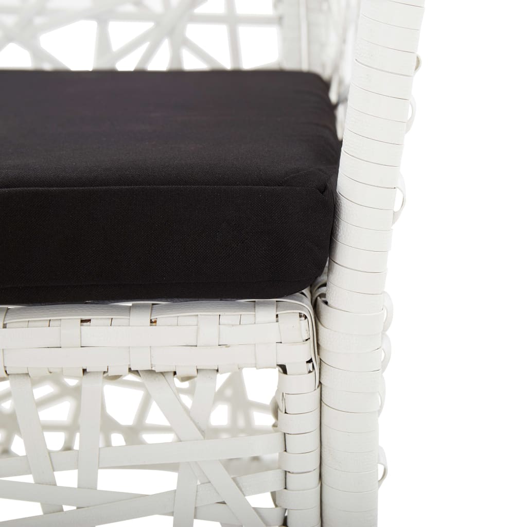 7 pcs conjunto de jantar para exterior vime PE branco