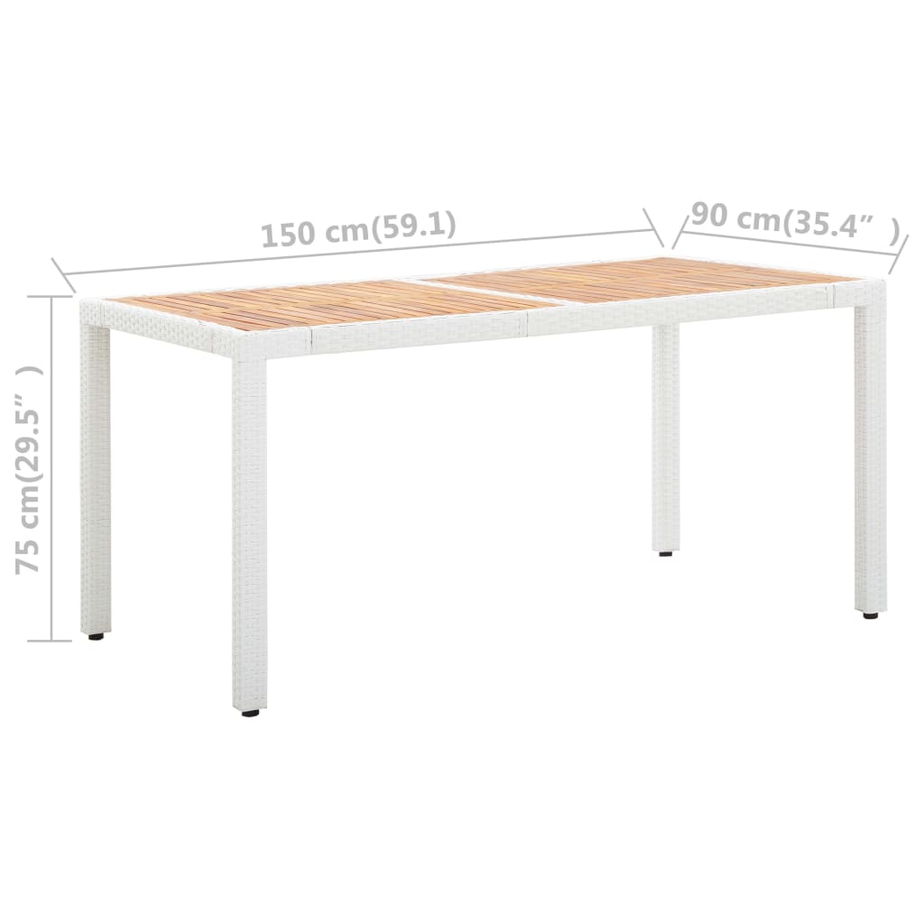 7 pcs conjunto de jantar para exterior vime PE branco