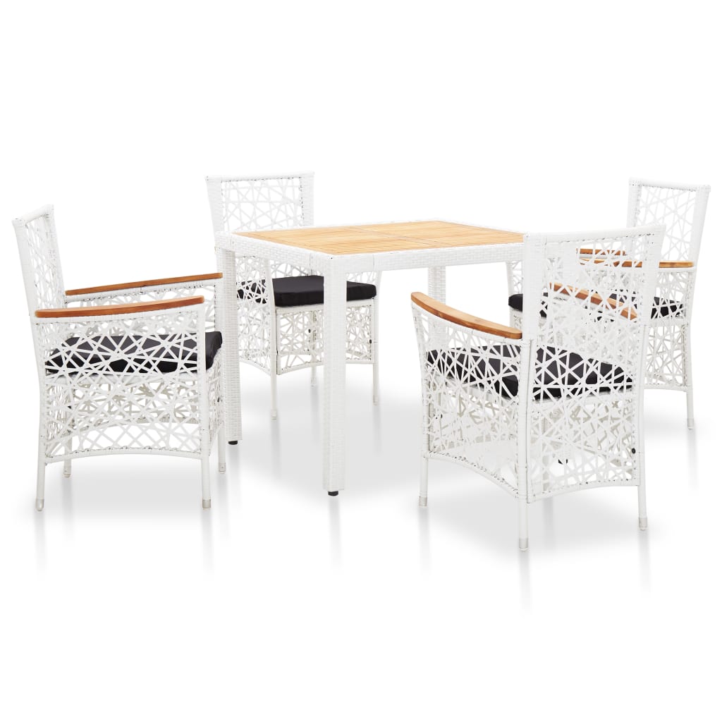 5 pcs conjunto de jantar para exterior vime PE branco