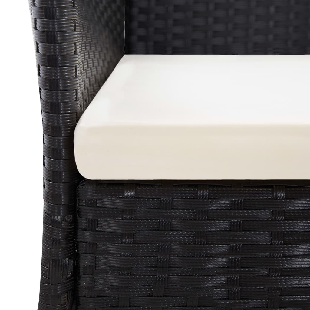 7 pcs conjunto jantar exterior vime PE e madeira acácia preto