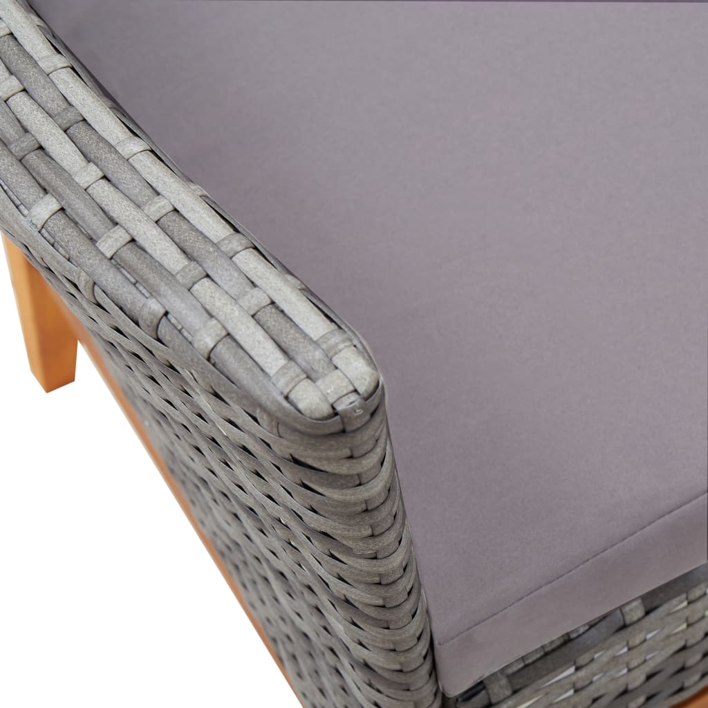 7 pcs conj. jantar p/ exterior vime PE madeira acácia cinzento