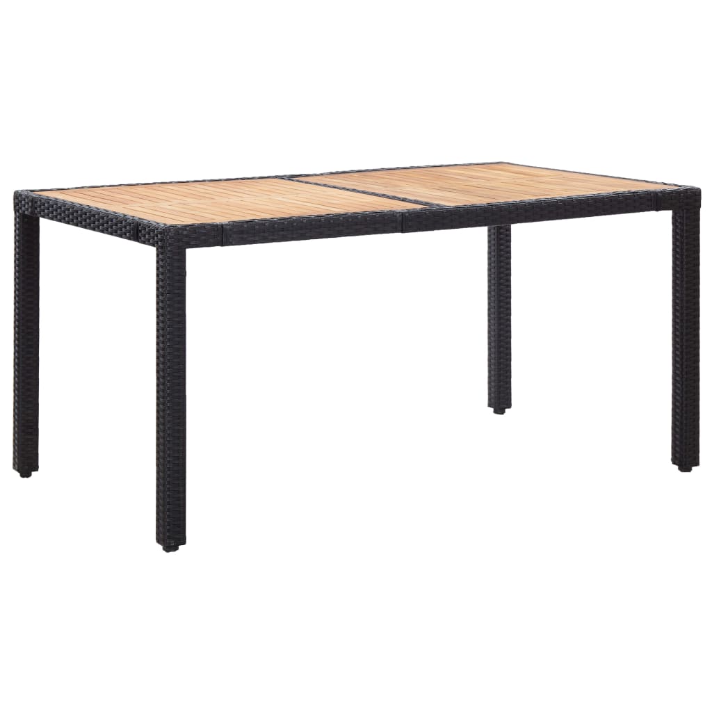 7 pcs conjunto jantar exterior com almofadões vime PE preto