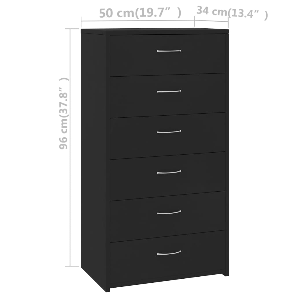 Aparador com 6 gavetas 50x34x96 cm contraplacado branco