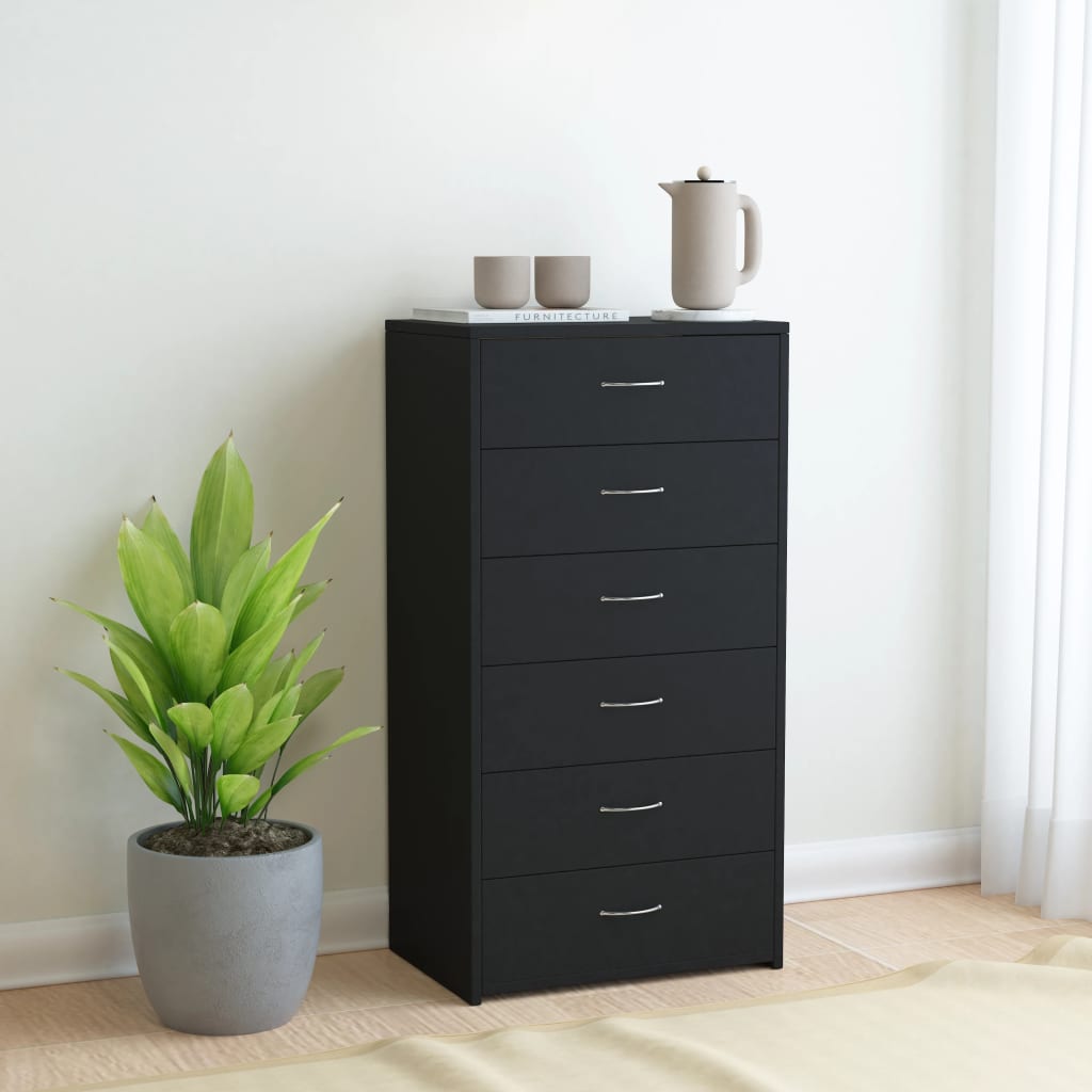 Aparador com 6 gavetas 50x34x96 cm contraplacado branco