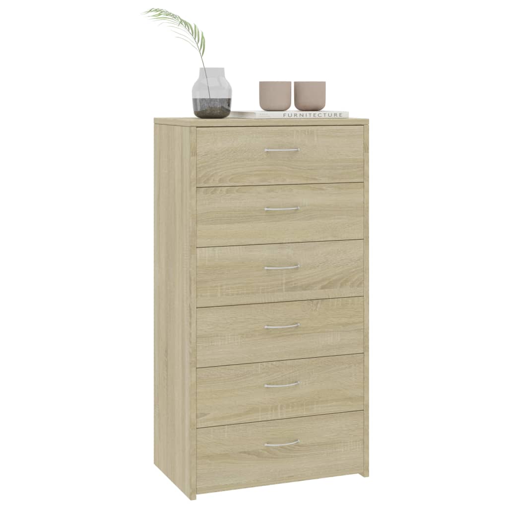 Aparador com 6 gavetas 50x34x96 cm contraplacado branco