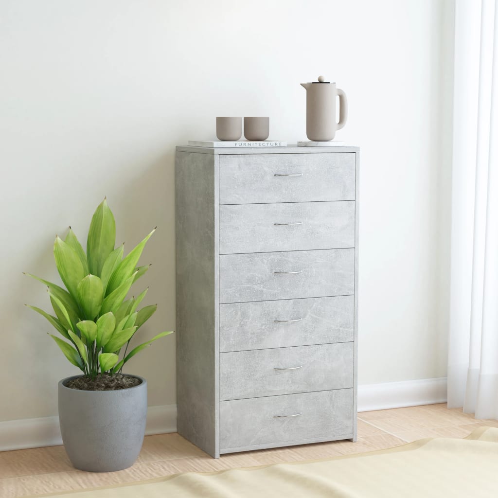 Aparador com 6 gavetas 50x34x96 cm contraplacado branco