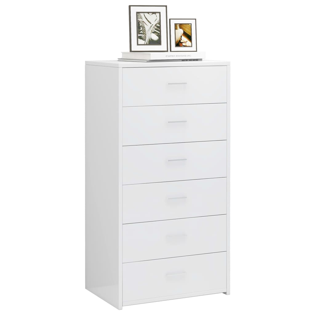 Aparador com 6 gavetas 50x34x96 cm contraplacado branco