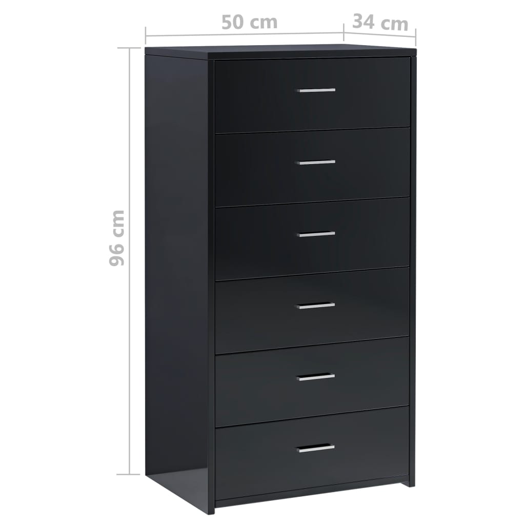 Aparador com 6 gavetas 50x34x96 cm contraplacado branco
