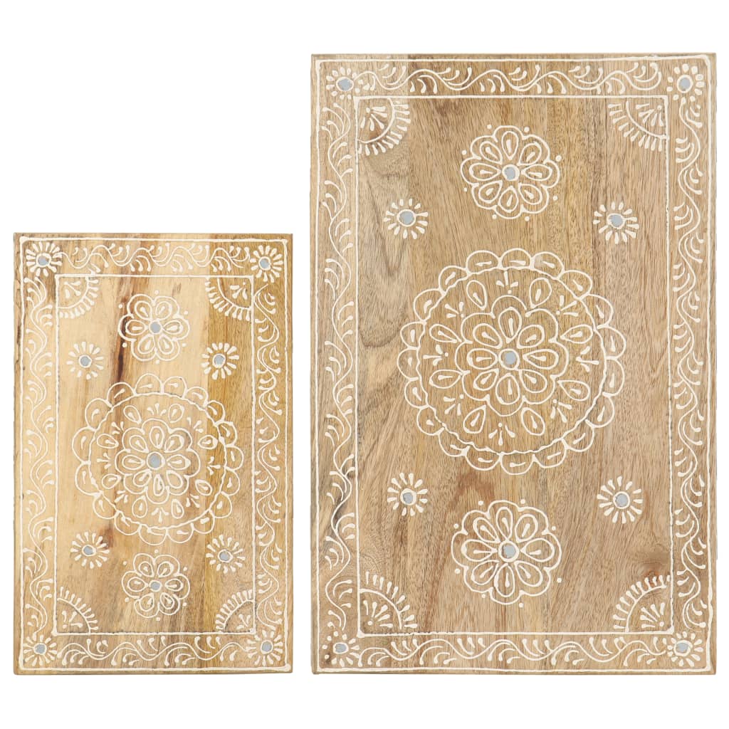 2 pcs conjunto mesas de apoio pintadas à mão mangueira maciça