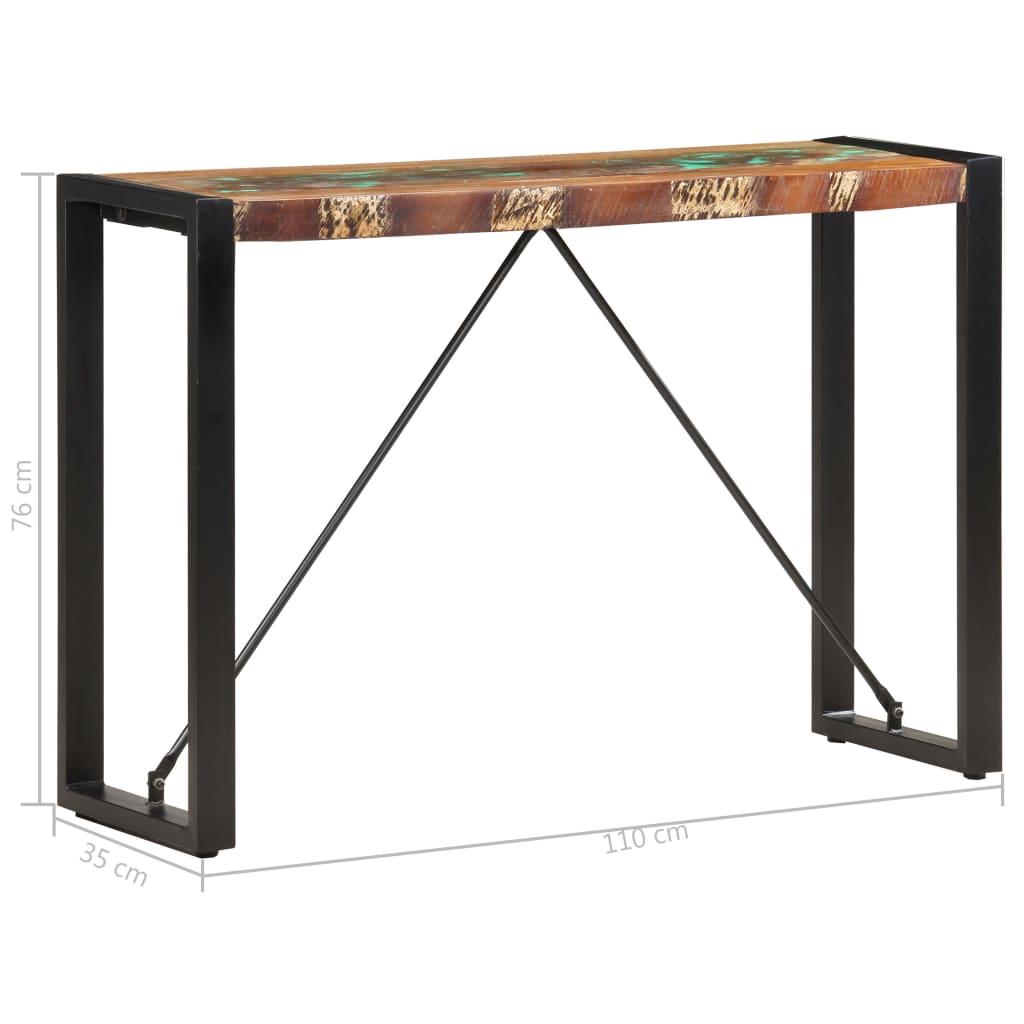 Mesa consola 150x35x76 cm madeira recuperada maciça