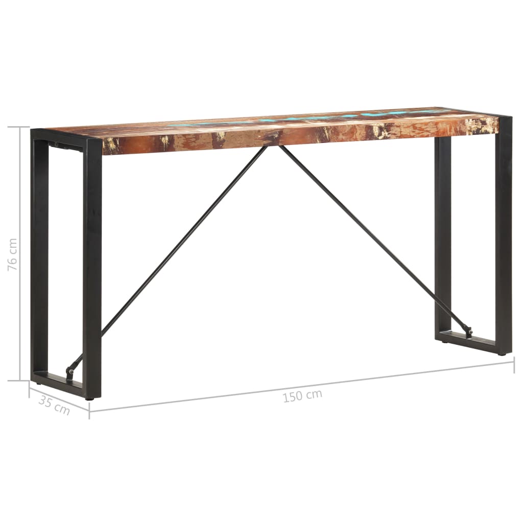 Mesa consola 150x35x76 cm madeira recuperada maciça