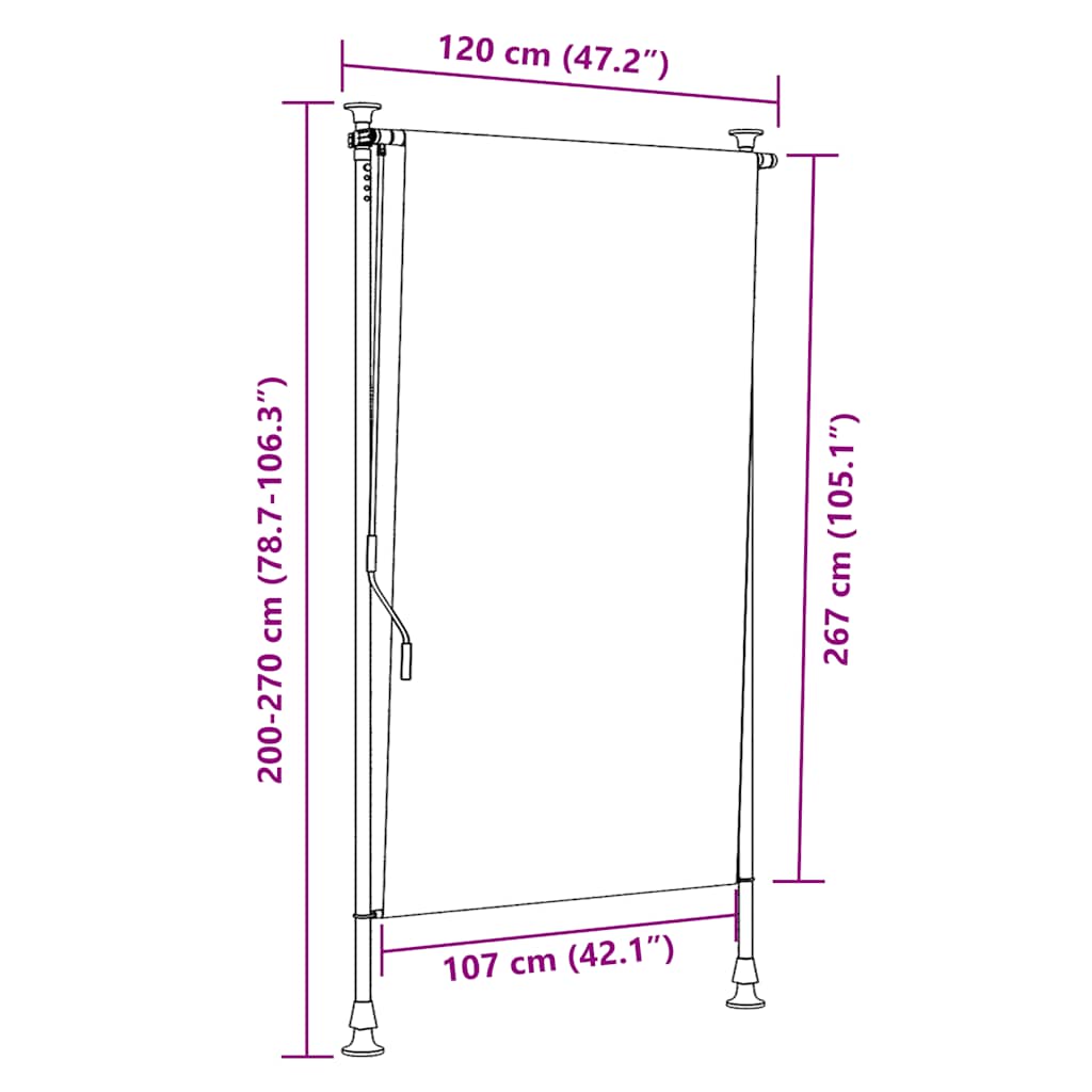Estore de rolo para exterior 150x270 cm antracite