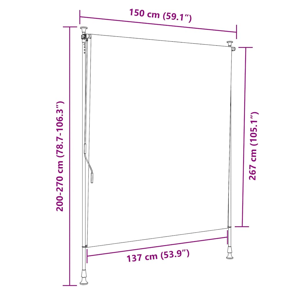 Estore de rolo para exterior 150x270 cm antracite