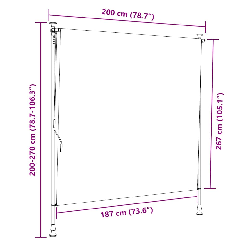 Estore de rolo para exterior 150x270 cm antracite