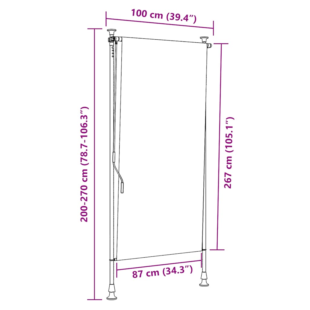 Estore de rolo para exterior 150x270 cm antracite