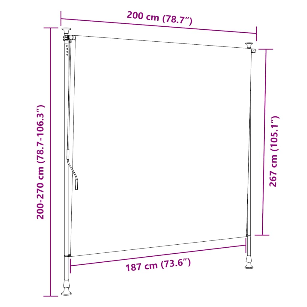 Estore de rolo para exterior 150x270 cm antracite