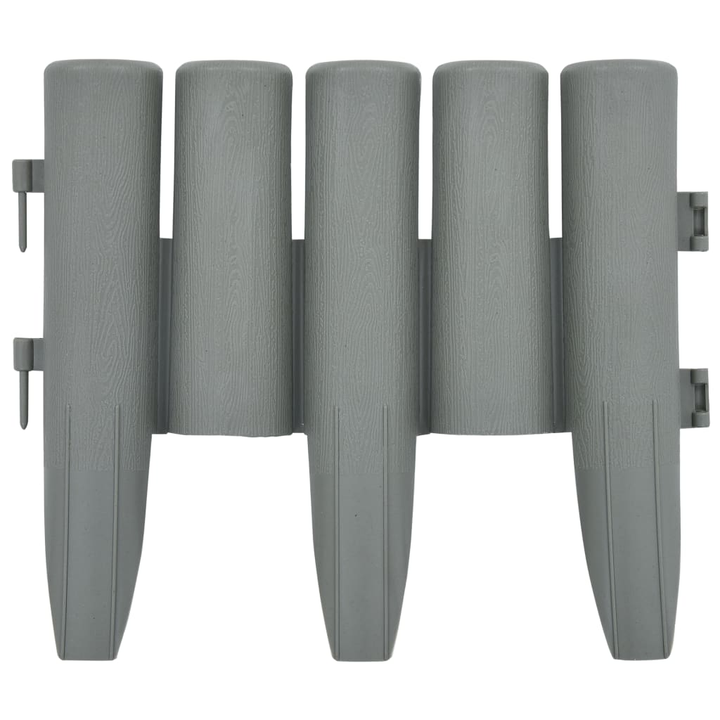 Bordas de relvado 36 pcs 10 m PP cinzento