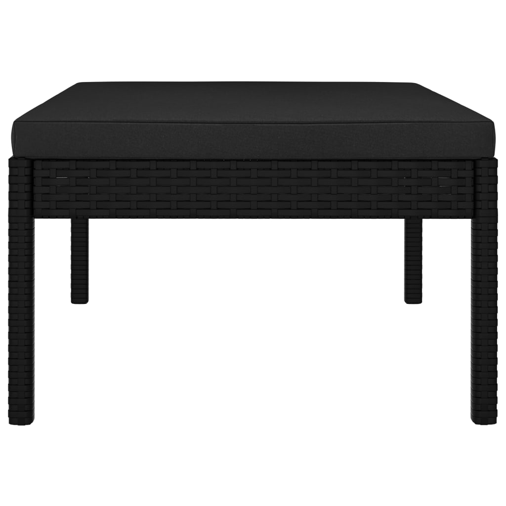 3 pcs conjunto lounge de jardim c/ almofadões vime PE preto