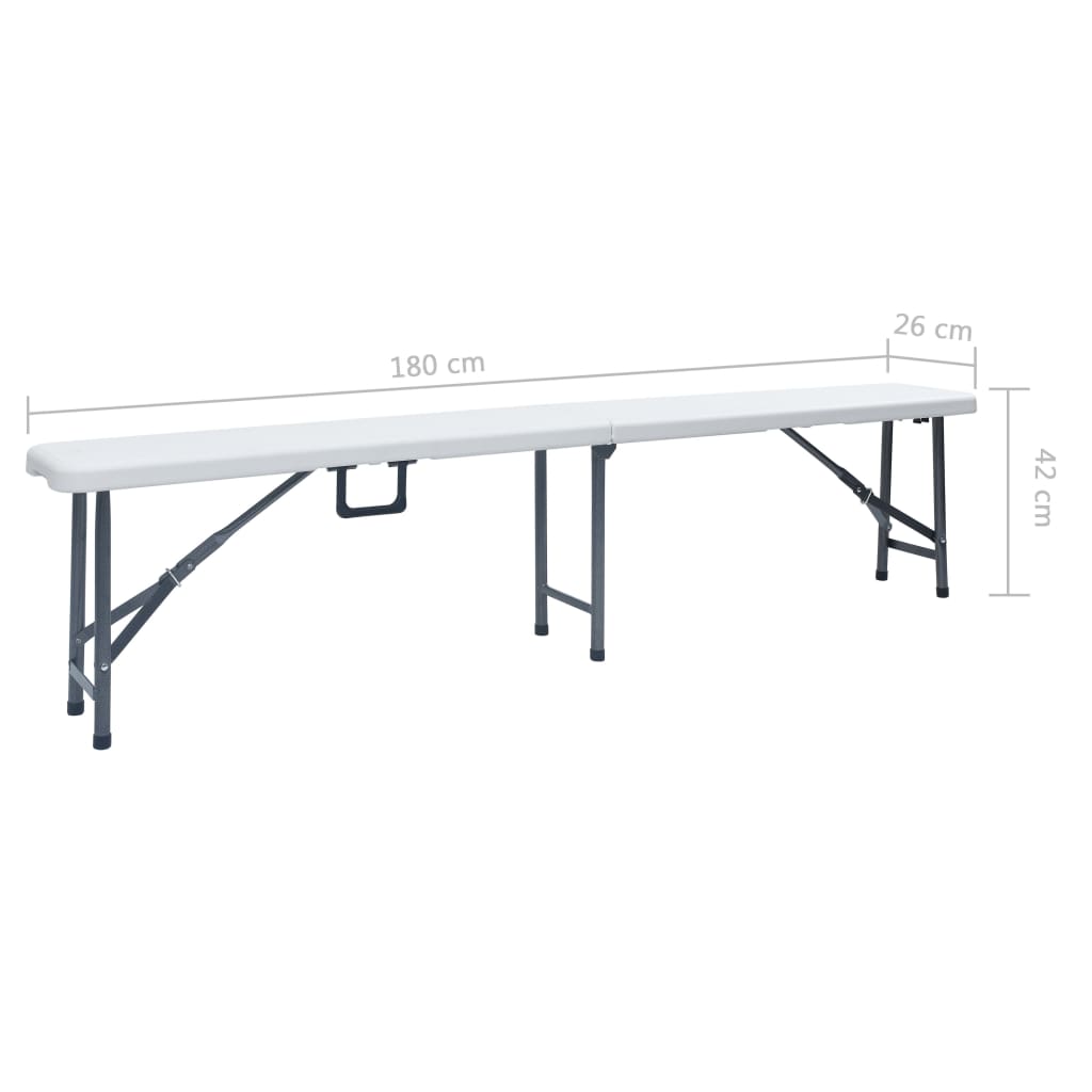 Bancos de jardim dobráveis 2 pcs 180 cm PEAD branco