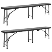 Bancos de jardim dobráveis 2 pcs 180 cm PEAD preto