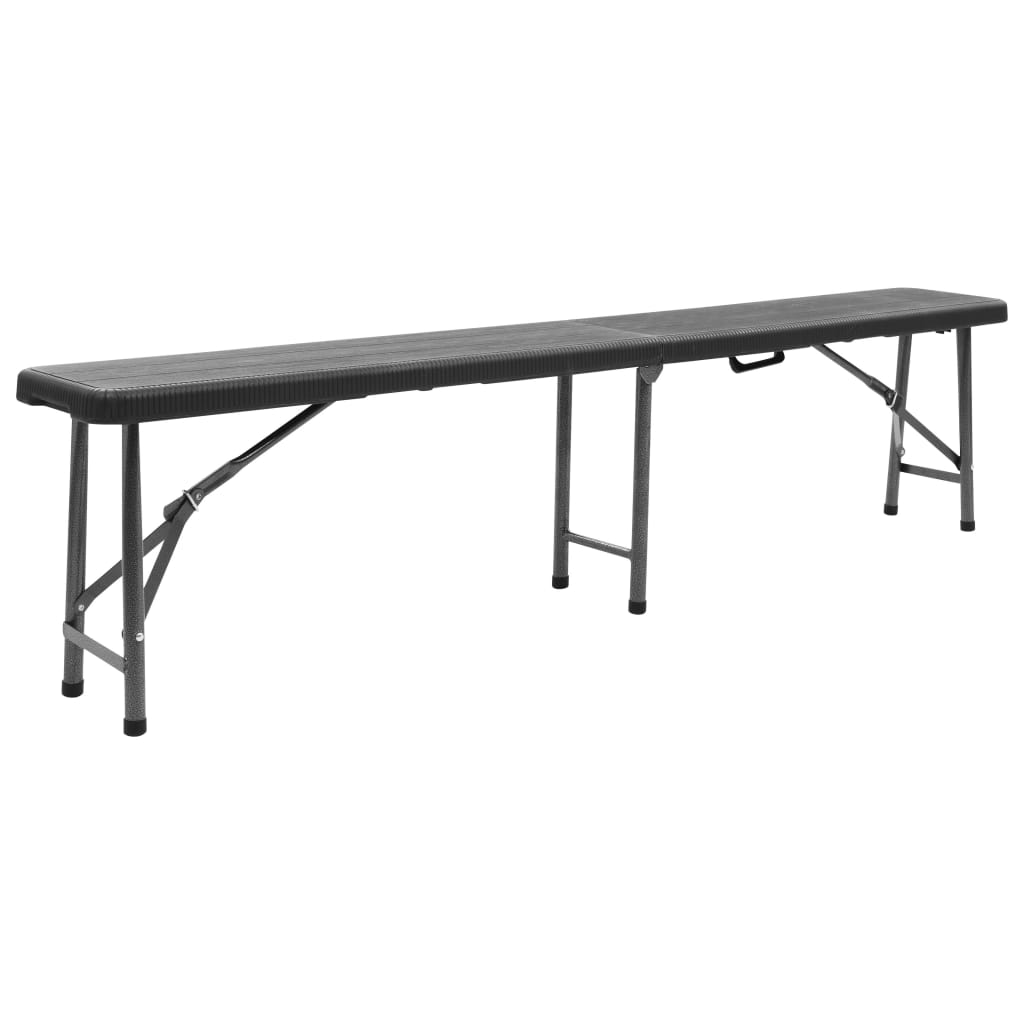 Bancos de jardim dobráveis 2 pcs 180 cm PEAD preto