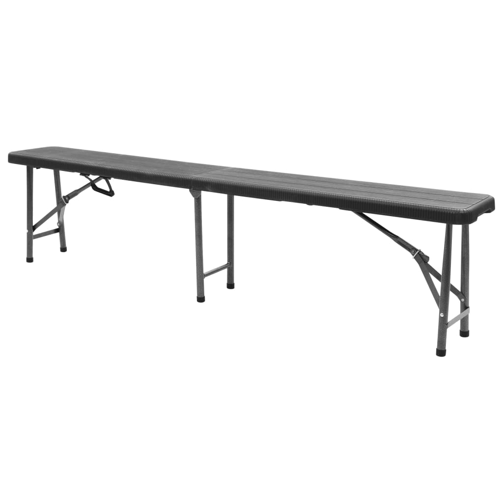 Bancos de jardim dobráveis 2 pcs 180 cm PEAD preto