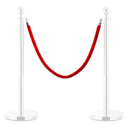 Corda p/ barreira/pilar de delimitação veludo vermelho/prateado