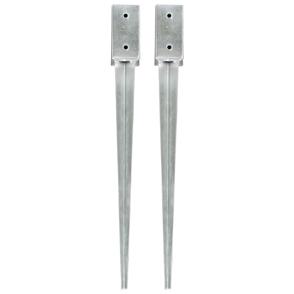 Estacas de enterrar 2 pcs 12x91 cm aço galvanizado prateado