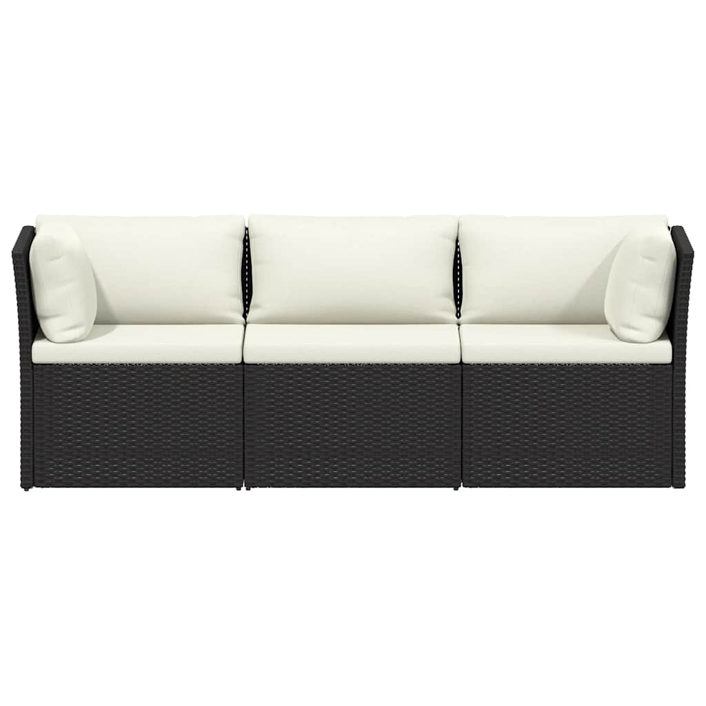 4 pcs conjunto lounge jardim c/ almofadões vime PE castanho