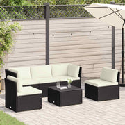 4 pcs conjunto lounge jardim c/ almofadões vime PE castanho
