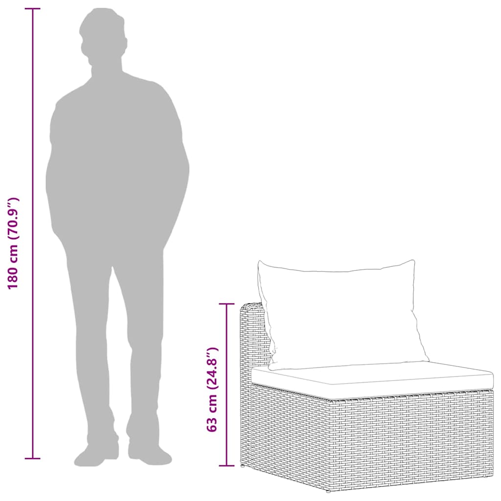 4 pcs conjunto lounge de jardim c/ almofadões vime PE preto