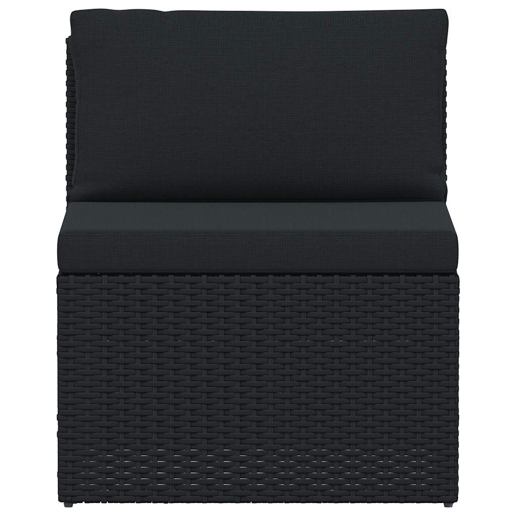 4 pcs conjunto lounge de jardim c/ almofadões vime PE preto