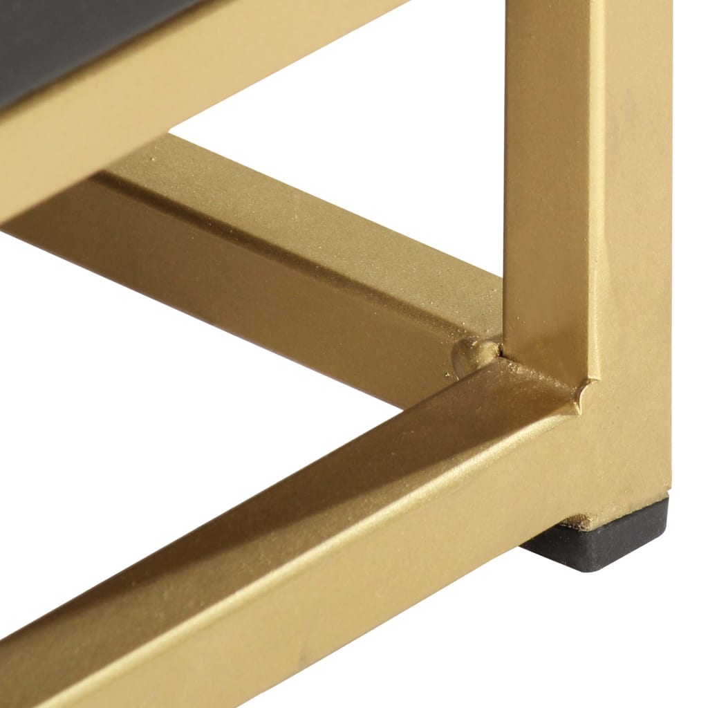 Mesa de cabeceira 40x30x50 cm mangueira maciça preto e dourado