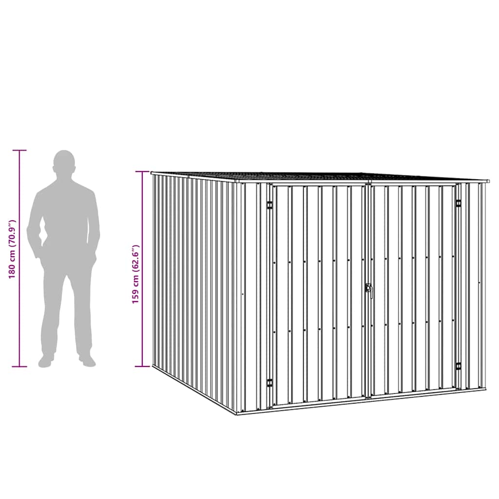 Abrigo de jardim 195x198x159 cm aço galvanizado cinzento