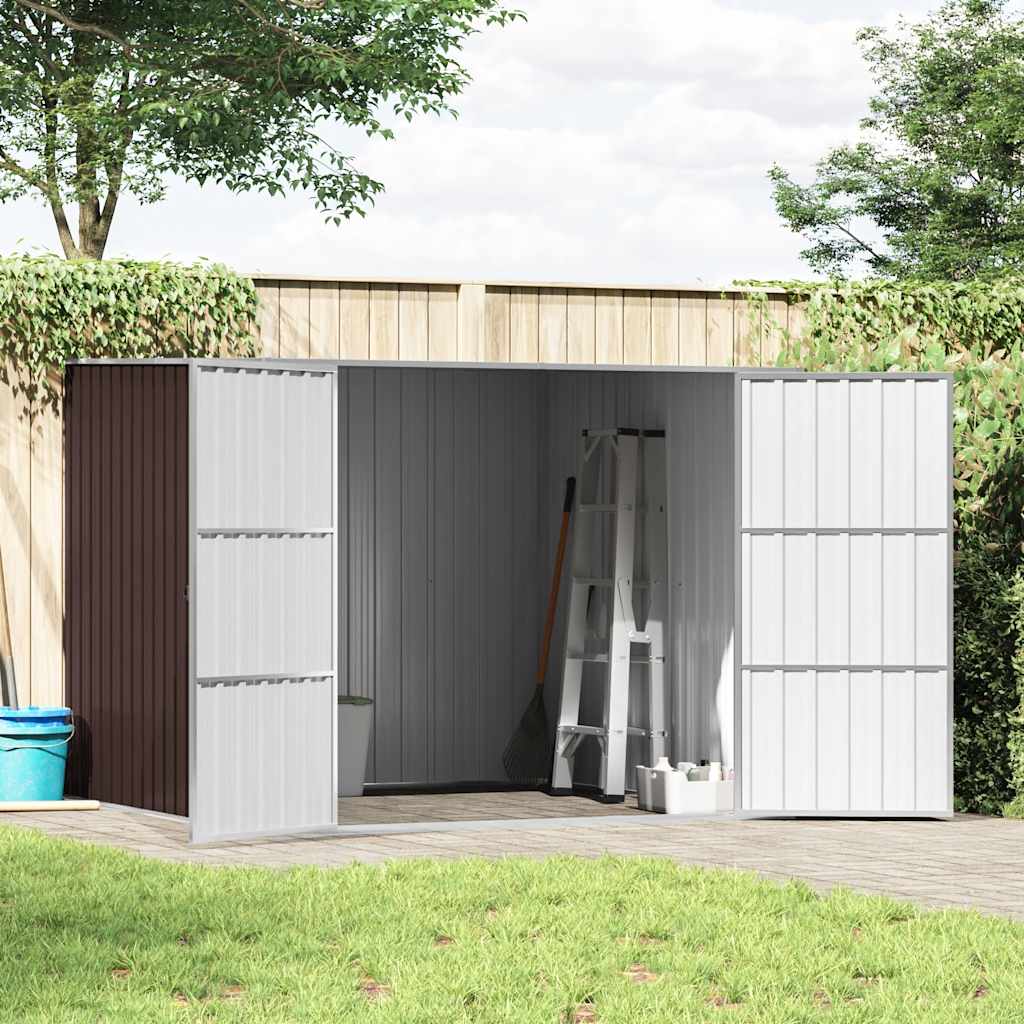 Abrigo de jardim 195x198x159 cm aço galvanizado castanho