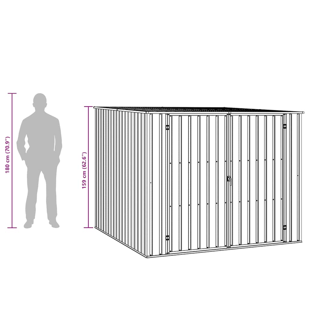 Abrigo de jardim 195x198x159 cm aço galvanizado castanho